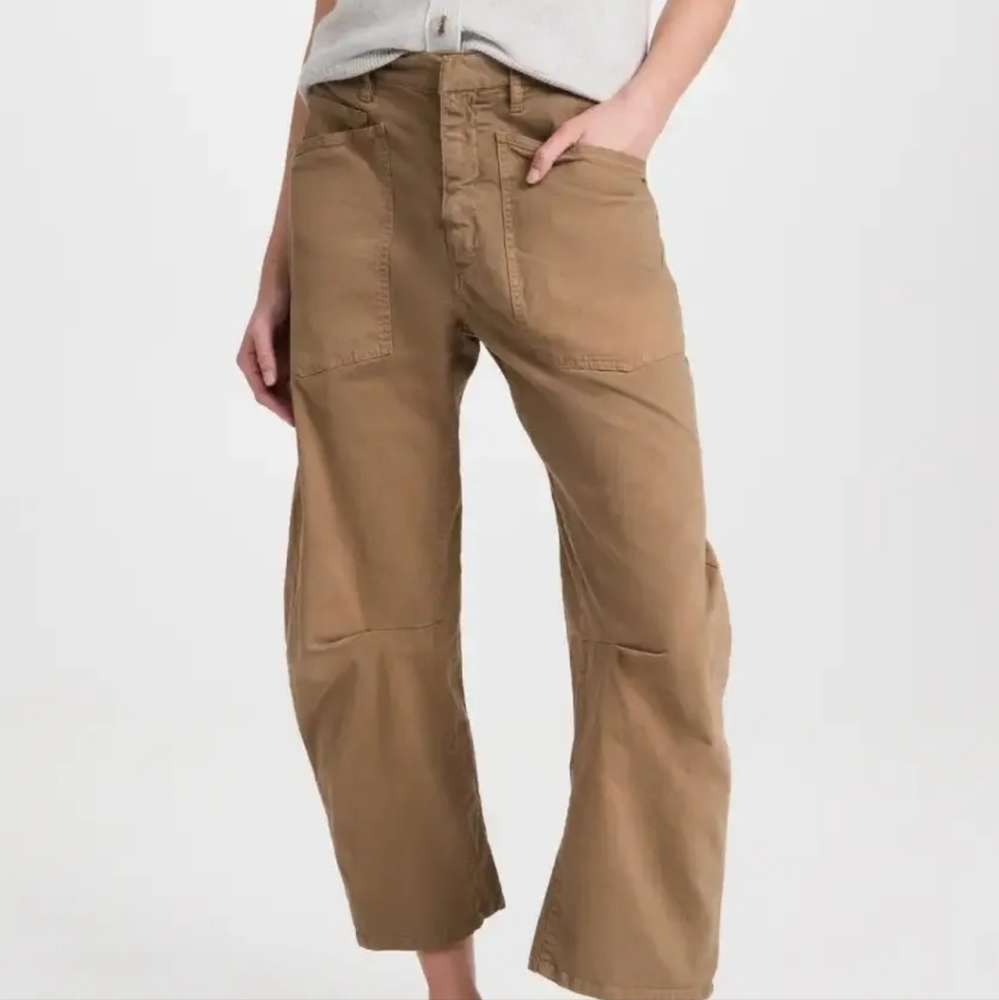 Nili Lotan Shon Pant Carbon Bow Leg Carpenter 6 bark brown barrel